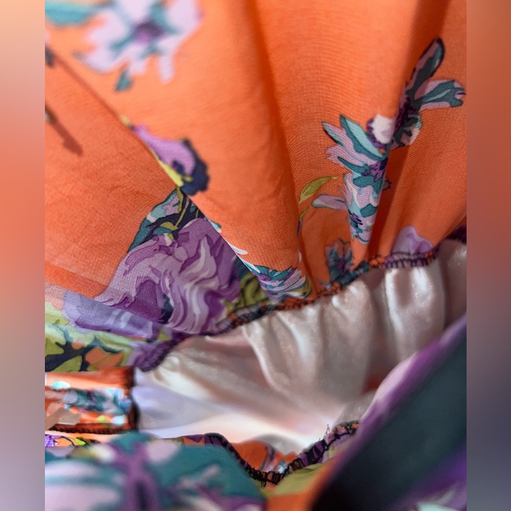 Julia B Orange, blue & purple floral long dress size S - Picture 10 of 11